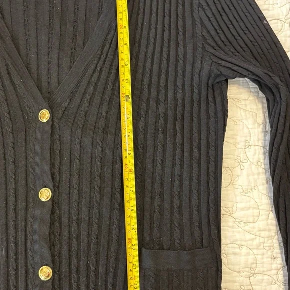 Celine Black 100% Wool Vintage Ribbed Women's Sweater- Large - Picture 14 of 14